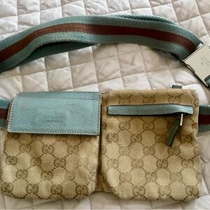 Gucci Beige and Blue Belt Bag
